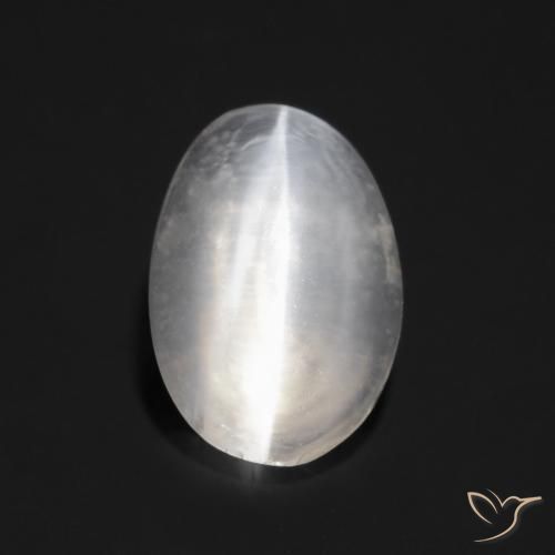 1.05ct Натуральный Очень светло-серый Силлиманит Кошачий Глаз, Овал, Прозрачный