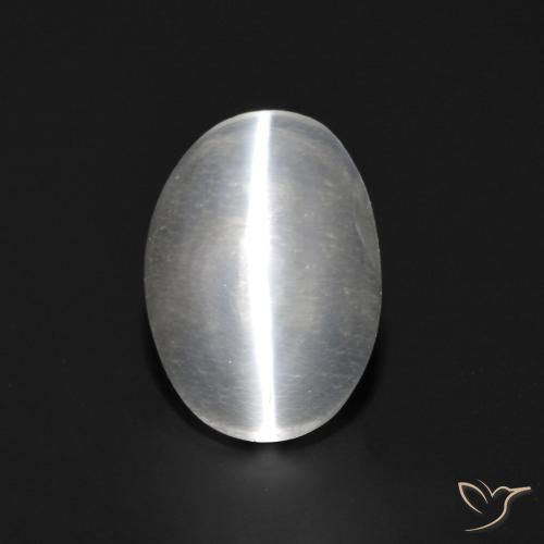 1.04ct Натуральный Ясно Белый Силлиманит Кошачий Глаз, Овал, Прозрачный