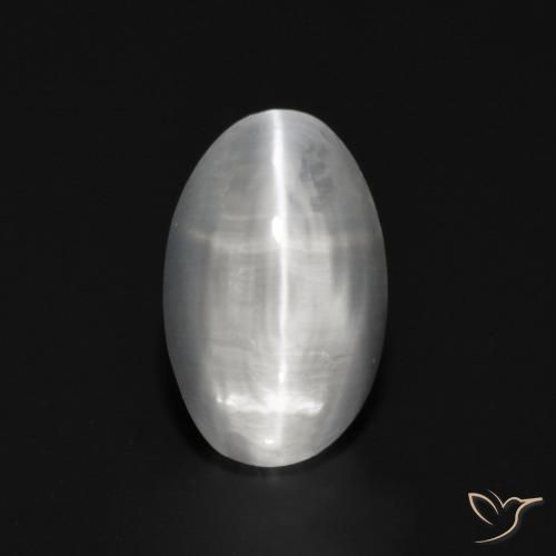 1.15ct Натуральный Белый Силлиманит Кошачий Глаз, Овал, Прозрачный