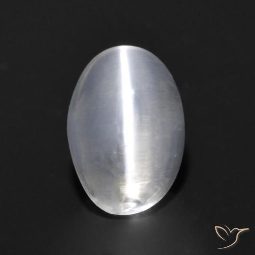 0.98ct Натуральный Полупрозрачный белый Силлиманит Кошачий Глаз, Овал, Прозрачный