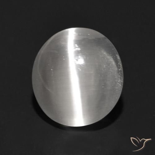 1.23ct Натуральный Очень светло-серый Силлиманит Кошачий Глаз, Овал, Прозрачный