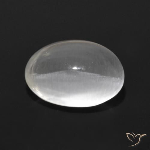 1.29ct Натуральный Ясно Белый Силлиманит Кошачий глаз, Овал, Прозрачный