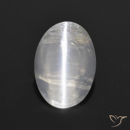 1.28ct Натуральный Очень светло-серый Силлиманит Кошачий Глаз, Овал, Прозрачный