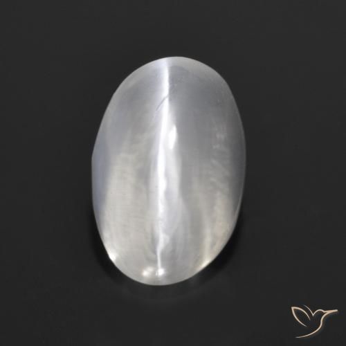 1.40ct Натуральный Ясно Белый Силлиманит Кошачий Глаз, Овал, Прозрачный