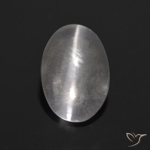 1.39ct Натуральный Ясно Белый Силлиманит Кошачий Глаз, Овал, Прозрачный