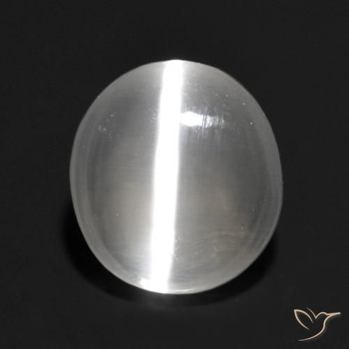 1.30ct Натуральный Белый Силлиманит Кошачий Глаз, Овал, Прозрачный