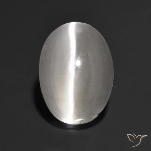 1.34ct Натуральный Очень светло-серый Силлиманит Кошачий Глаз, Овал, Прозрачный