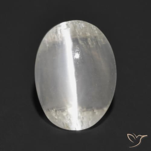 1.47ct Натуральный Очень светло-серый Силлиманит Кошачий Глаз, Овал, Прозрачный