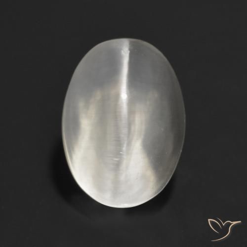 1.60ct Натуральный Очень светло-серый Силлиманит Кошачий Глаз, Овал, Прозрачный