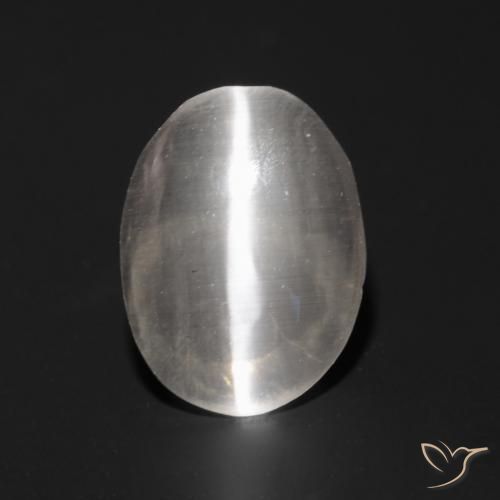 0.96ct Натуральный Очень светло-серый Силлиманит Кошачий Глаз, Овал, Прозрачный