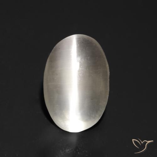 1.05ct Натуральный Очень светло-серый Силлиманит Кошачий Глаз, Овал, Прозрачный