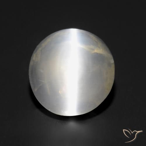 1.57ct Натуральный Теплый белый Силлиманит Кошачий глаз, Круглый, Прозрачный