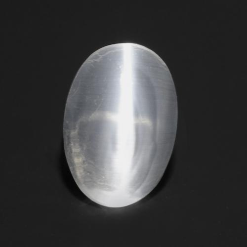 Натуральный белый sillimanite cat's eye 0,80 карата огранка овал, прозрачный
