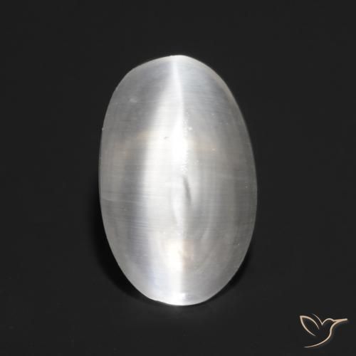 0.83ct Натуральный Ясно Белый Силлиманит Кошачий глаз, Овал, Прозрачный