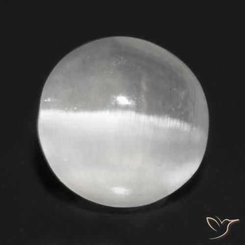 1.32ct Натуральный Полупрозрачный белый Силлиманит Кошачий Глаз, Круглый, Прозрачный