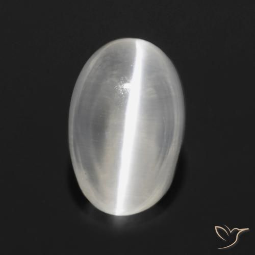 0.97ct Натуральный Полупрозрачный белый Силлиманит Кошачий Глаз, Овал, Прозрачный