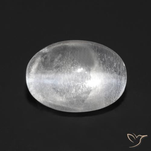 0.88ct Натуральный Ясно Белый Силлиманит Кошачий Глаз, Овал, Прозрачный