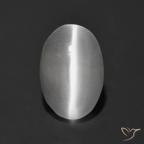1.13ct Натуральный Ясно Белый Силлиманит Кошачий Глаз, Овал, Прозрачный