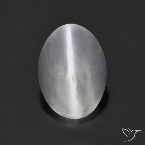 1.37ct Натуральный Белый Силлиманит Кошачий Глаз, Овал, Прозрачный