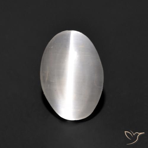 0.96ct Натуральный Очень светло-серый Силлиманит Кошачий Глаз, Овал, Прозрачный