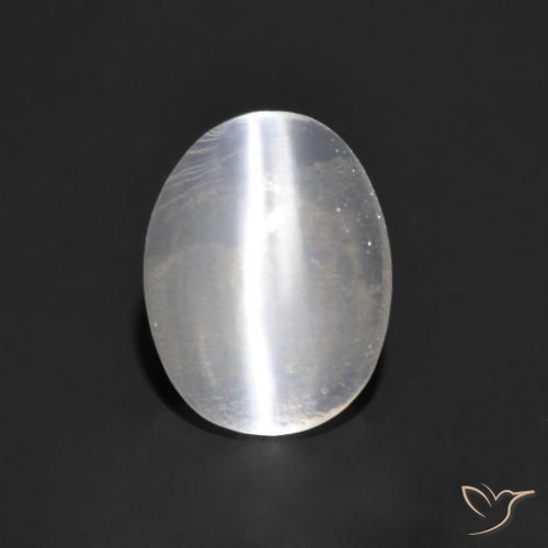 0.83ct Натуральный Ясно Белый Силлиманит Кошачий Глаз, Овал, Прозрачный