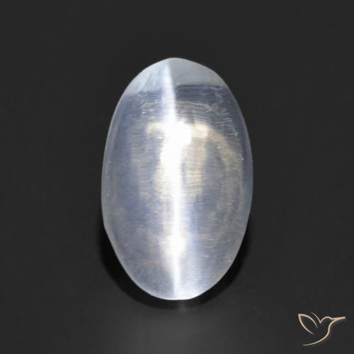 1.14ct Натуральный Голубовато-белый Силлиманит Кошачий Глаз, Овал, Прозрачный