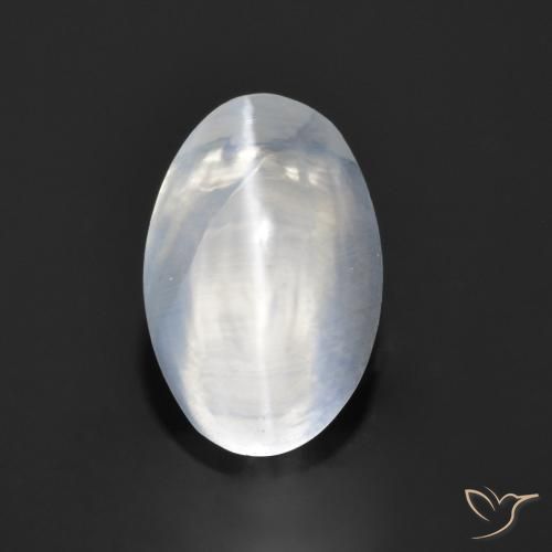 1.26ct Натуральный Ясно Белый Силлиманит Кошачий Глаз, Овал, Прозрачный