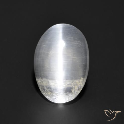 1.21ct Натуральный Белый Силлиманит Кошачий Глаз, Овал, Прозрачный