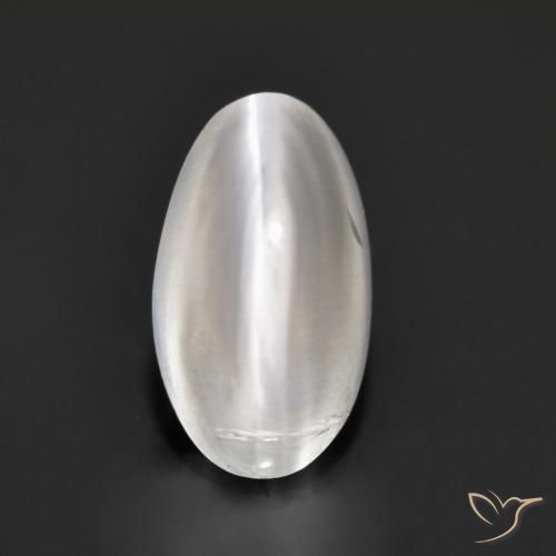 1.37ct Натуральный Белый Силлиманит Кошачий Глаз, Овал, Прозрачный