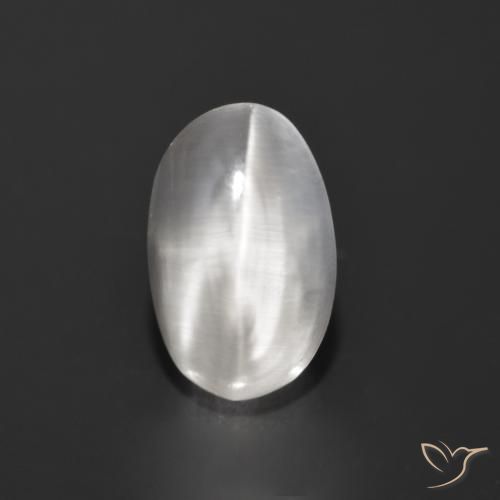 1.27ct Натуральный Очень светло-серый Силлиманит Кошачий Глаз, Овал, Прозрачный