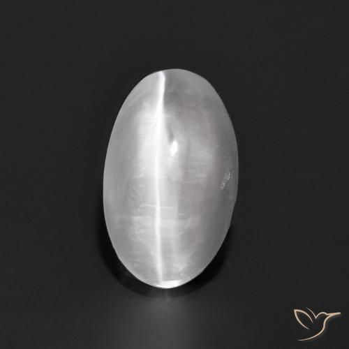 0.94ct Натуральный Очень светло-серый Силлиманит Кошачий Глаз, Овал, Прозрачный