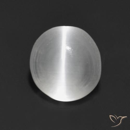 1.44ct Натуральный Белый Силлиманит Кошачий Глаз, Круглый, Прозрачный