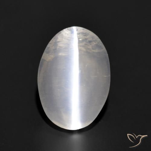 1.24ct Натуральный Очень светло-серый Силлиманит Кошачий Глаз, Овал, Прозрачный