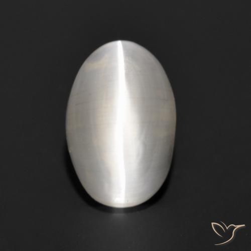1.14ct Натуральный Очень светло-серый Силлиманит Кошачий Глаз, Овал, Полупрозрачный