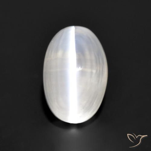 1.38ct Натуральный Очень светло-серый Силлиманит Кошачий Глаз, Овал, Прозрачный