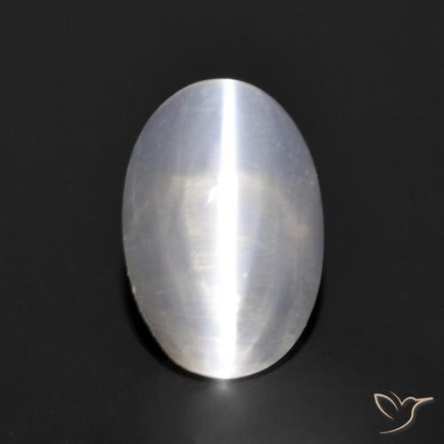 1.14ct Натуральный Очень светло-серый Силлиманит Кошачий Глаз, Овал, Прозрачный