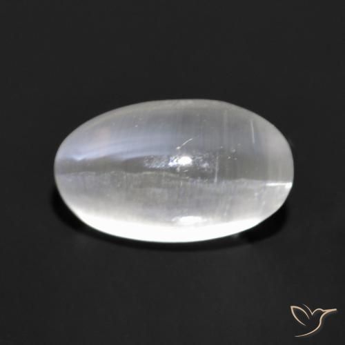 1.35ct Натуральный Очень светло-серый Силлиманит Кошачий Глаз, Овал, Прозрачный