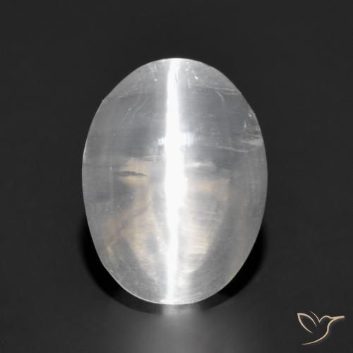 1.32ct Натуральный Очень светло-серый Силлиманит Кошачий Глаз, Овал, Прозрачный