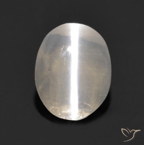 1.11ct Натуральный Очень светло-серый Силлиманит Кошачий Глаз, Овал, Прозрачный