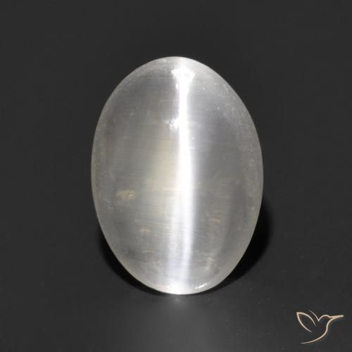 1.17ct Натуральный Очень светло-серый Силлиманит Кошачий Глаз, Овал, Прозрачный