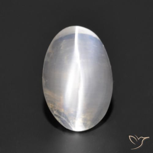 1.17ct Натуральный Очень светло-серый Силлиманит Кошачий Глаз, Овал, Прозрачный