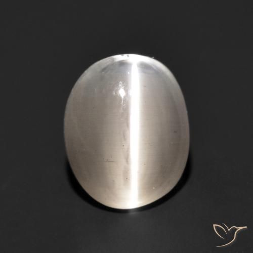 1.49ct Натуральный Очень светло-серый Силлиманит Кошачий Глаз, Овал, Полупрозрачный