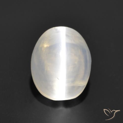 0.96ct Натуральный Очень светло-серый Силлиманит Кошачий Глаз, Овал, Прозрачный