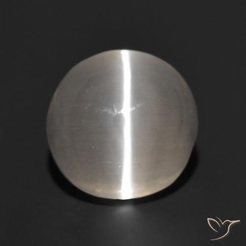 1.87ct Натуральный Очень светло-серый Силлиманит Кошачий Глаз, Круглый, Полупрозрачный