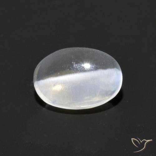 1.19ct Натуральный Ясно Белый Силлиманит Кошачий Глаз, Овал, Прозрачный
