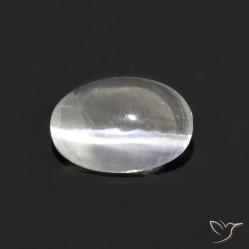 0.76ct Натуральный Теплый белый Силлиманит Кошачий Глаз, Овал, Прозрачный