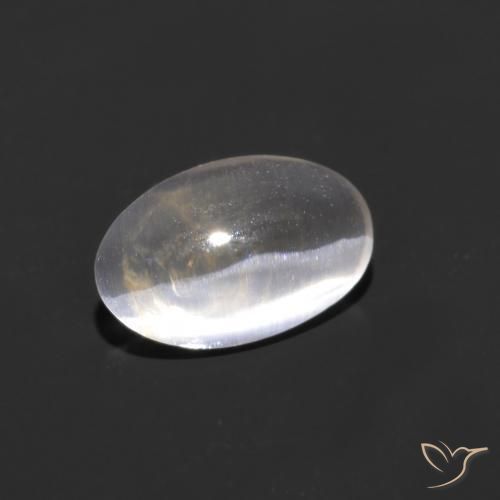 0.93ct Натуральный Ясно Белый Силлиманит Кошачий Глаз, Овал, Прозрачный