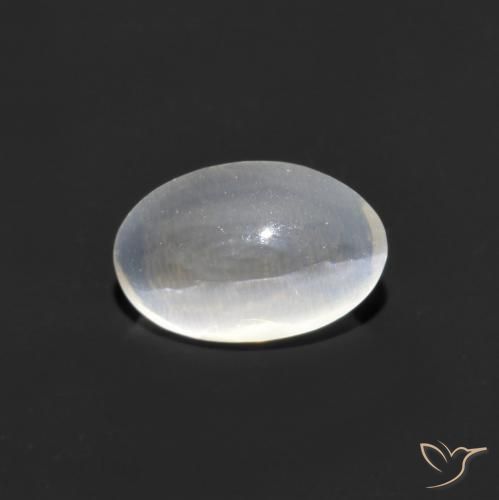 0.88ct Натуральный Ясно Белый Силлиманит Кошачий Глаз, Овал, Прозрачный
