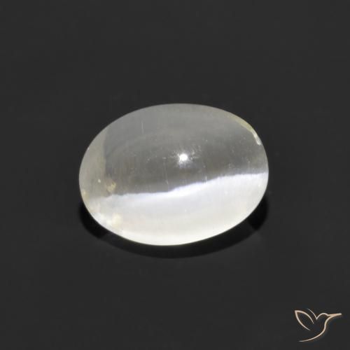 1.07ct Натуральный Теплый белый Силлиманит Кошачий Глаз, Овал, Прозрачный