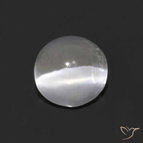 0.93ct Натуральный Ясно Белый Силлиманит Кошачий Глаз, Овал, Прозрачный